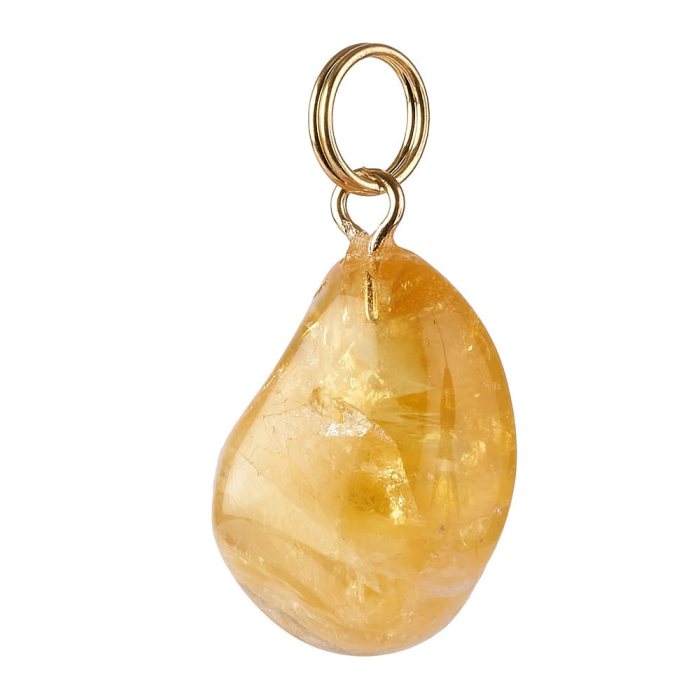 Citrine Tumblestone Pendant with Gold Plated Split Ring (1pc)