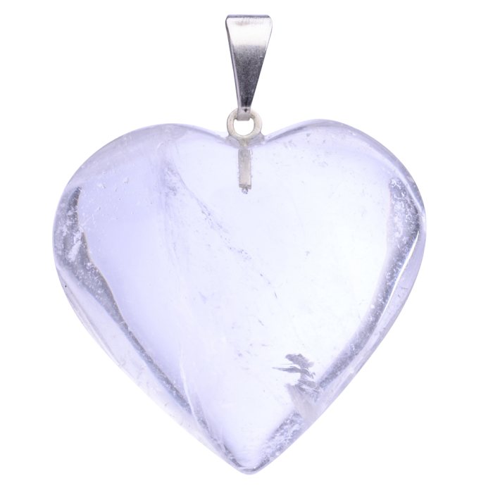 Quartz Heart Pendant Silver Plated Bail, Brazil (1pc) NETT