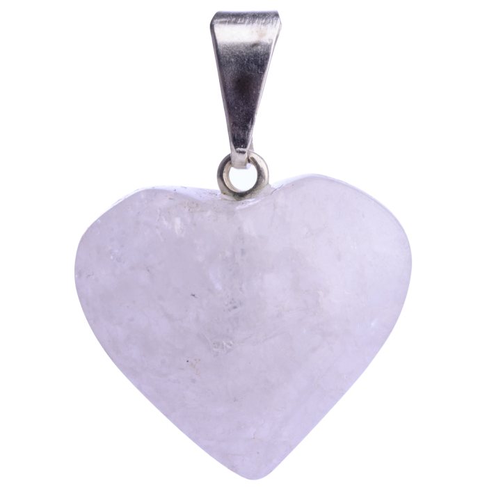 Snow Quartz Mini Heart Pendant Silver Plated Bail, Brazil (1pc) NETT