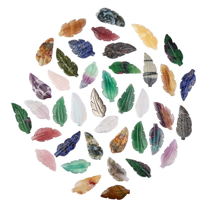 Assorted Gemstone Feathers/Leaves 5-6cm (40pcs) NFD