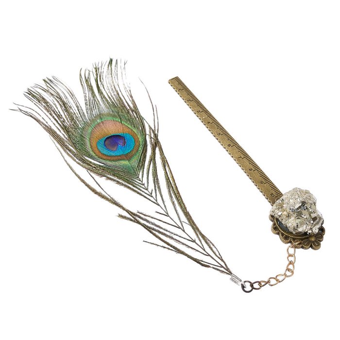 Pyrite & Feather Ruler Bookmark (1pc) NFD