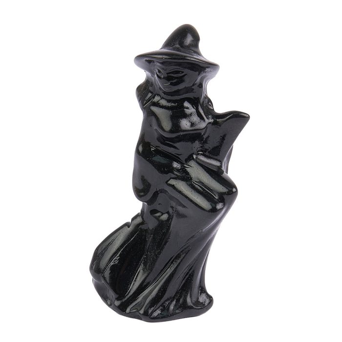 Black Obsidian Witch on Broom, 6cm (1pc) NFD