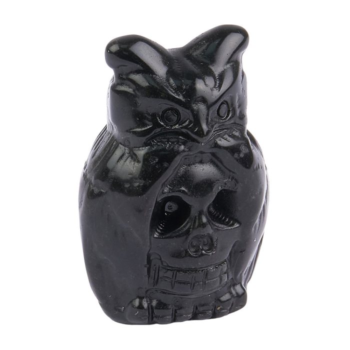 Black Obsidian Owl with Skull, 4cm (1pc) NFD
