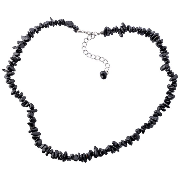 18" Black Tourmaline Round Chip Necklace & Ext Chain (1pc) NETT