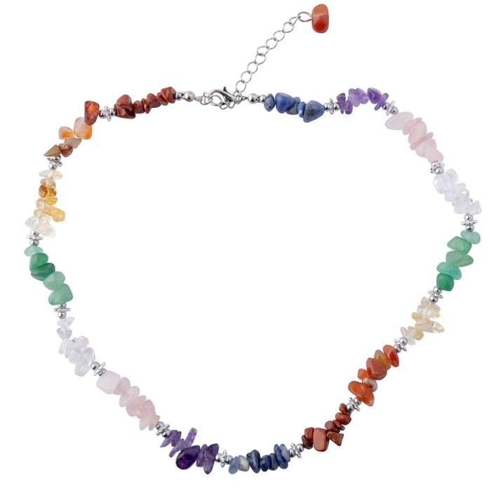 17" Chakra Chip Necklace & 2.5" Ext Chain (1pc)