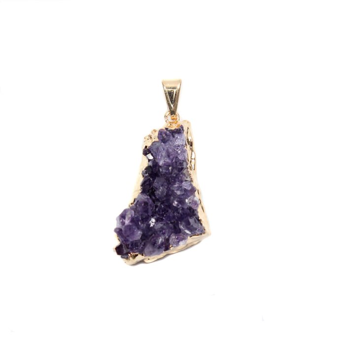 Amethyst Uruguay Druze 20-30mm Pendant Gold Electroplated (1 Piece) NETT