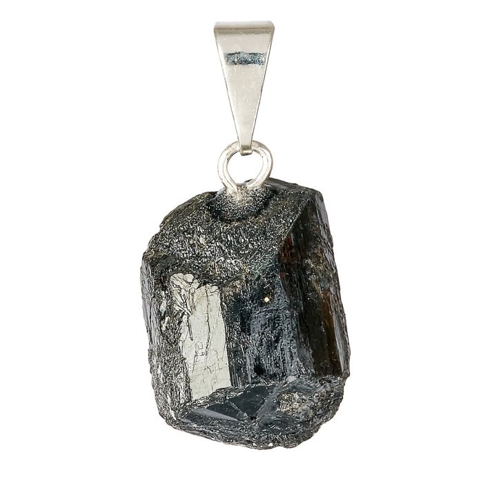 Rough Tourmaline Pendant Silver Plated Bail (1pc) NETT
