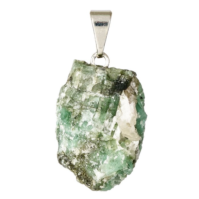 Pendant Rough Emerald Silver Plated Bail (1pc) NETT