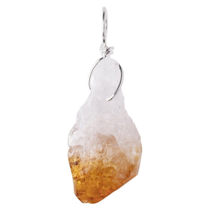 Citrine (Heat Treated) Point Pendant, Silver Plated Loop (1pc) NETT