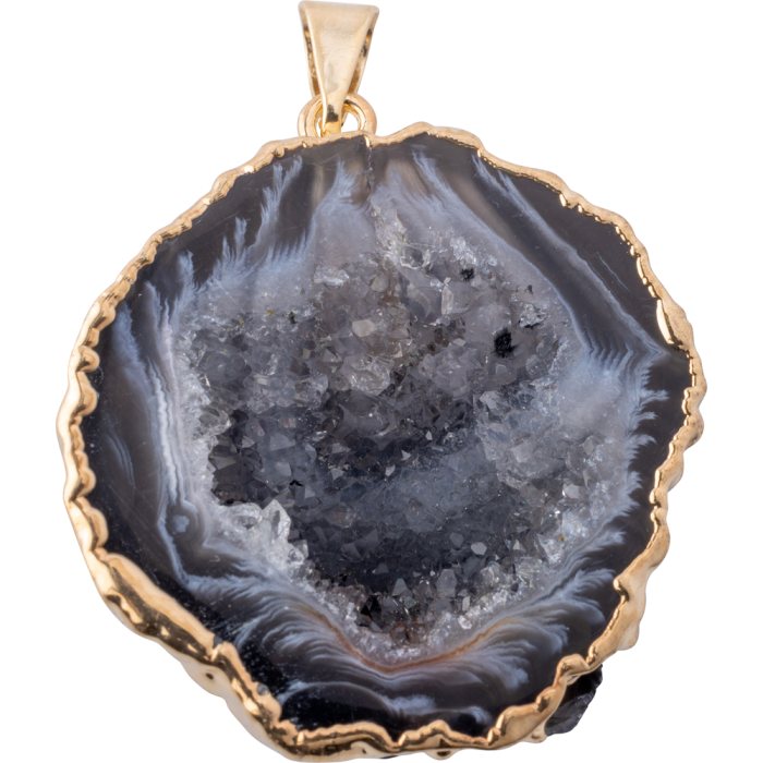 Half Geode Pendant, Gold Plated (1pc) NETT