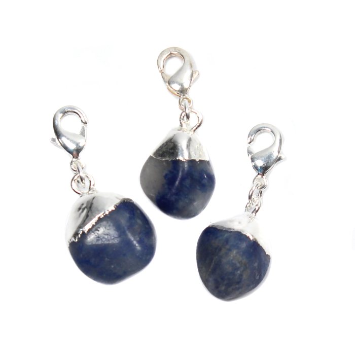 Mini Dumortierite Tumblestone Charm, Silver Plated (1pc) NETT