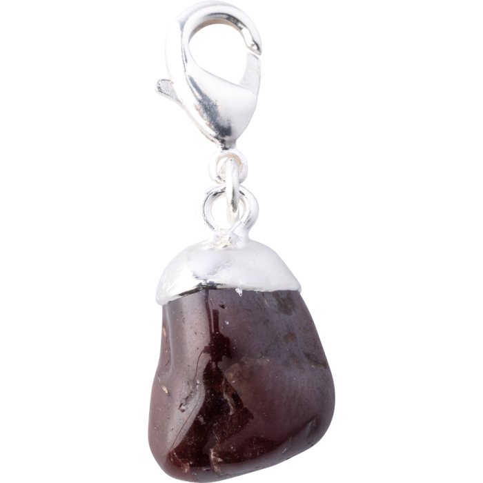 Mini Garnet Tumblestone Charm, Silver Plated (1pc) NETT