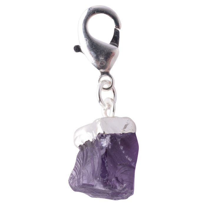 Mini Rough Amethyst Charm, Silver Plated (1pc) 