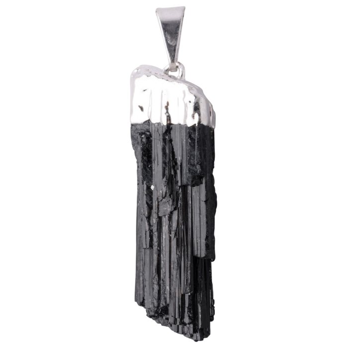 Black Tourmaline Pendant, Silver Plate (1pc) NETT
