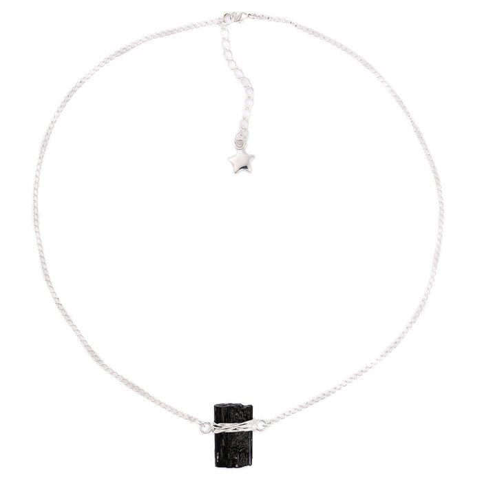 Wire wrapped Tourmaline Necklace, Silver Plated (1pc)