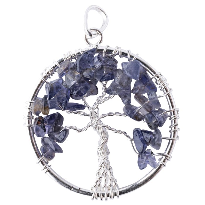 Tree of Life Pendant Iolite Silver Plated, India (1pc)