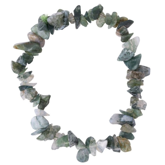 7.5" Chip Bracelet Green Moss Agate (1 Piece) NETT
