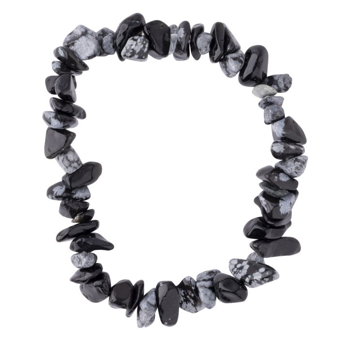 7.5" Snowflake Obsidian Chip Bracelet (1pc) NETT