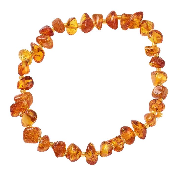 Dark Amber Chip & Bead Bracelet, 6-8mm (1pc)