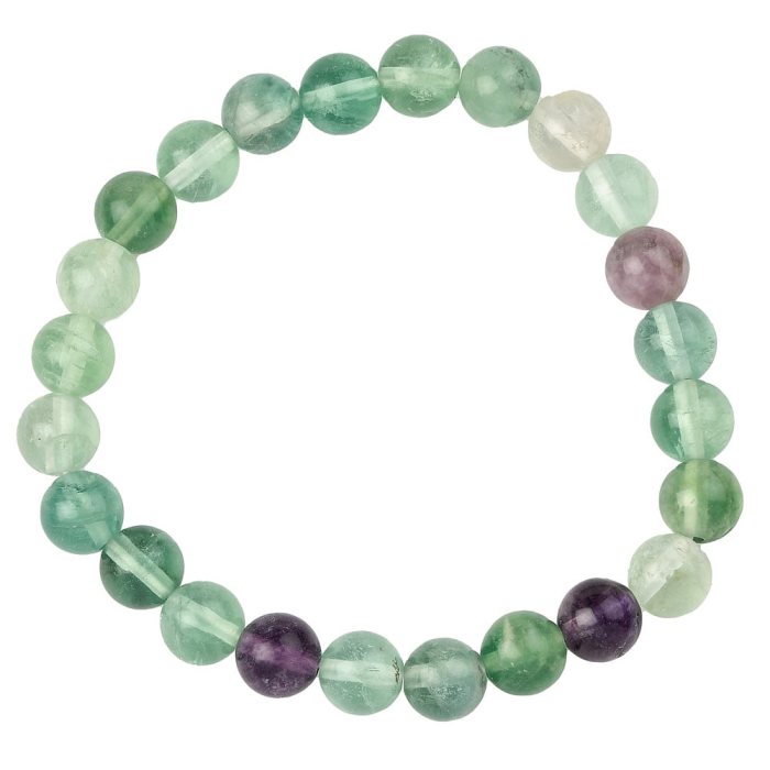 8mm Rainbow Fluorite Bead Bracelet (1pc)