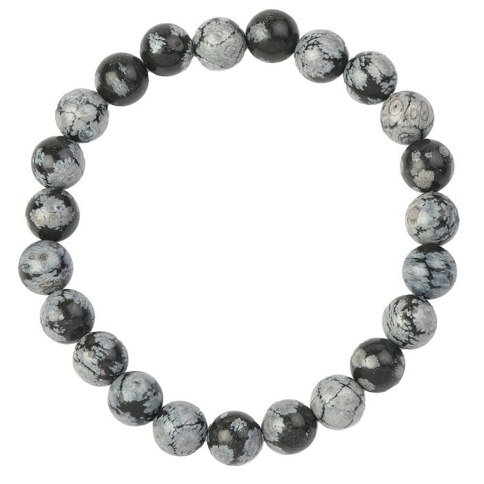 8mm Snowflake Obsidian Bead Bracelet (1pc)