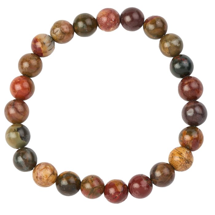 8mm Bead Bracelet, Red Picasso Jasper (1pc)