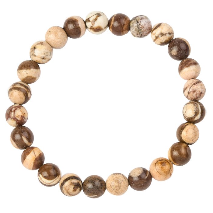 8mm Bead Bracelet, Coffee Zebra (1pc)