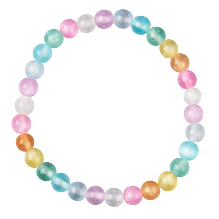 6mm Rainbow Selenite Bead Bracelet (1pc)