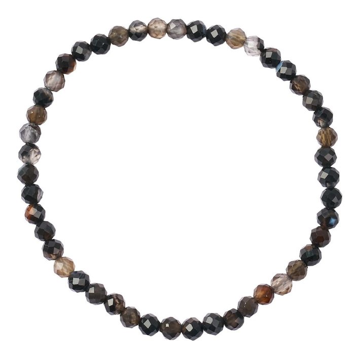 4mm Black Agate Faceted Bead Bracelet (1pc)