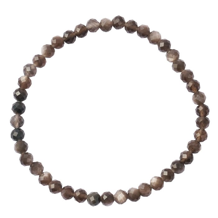 4mm Silver Obsidian Faceted Bead Bracelet (1pc)