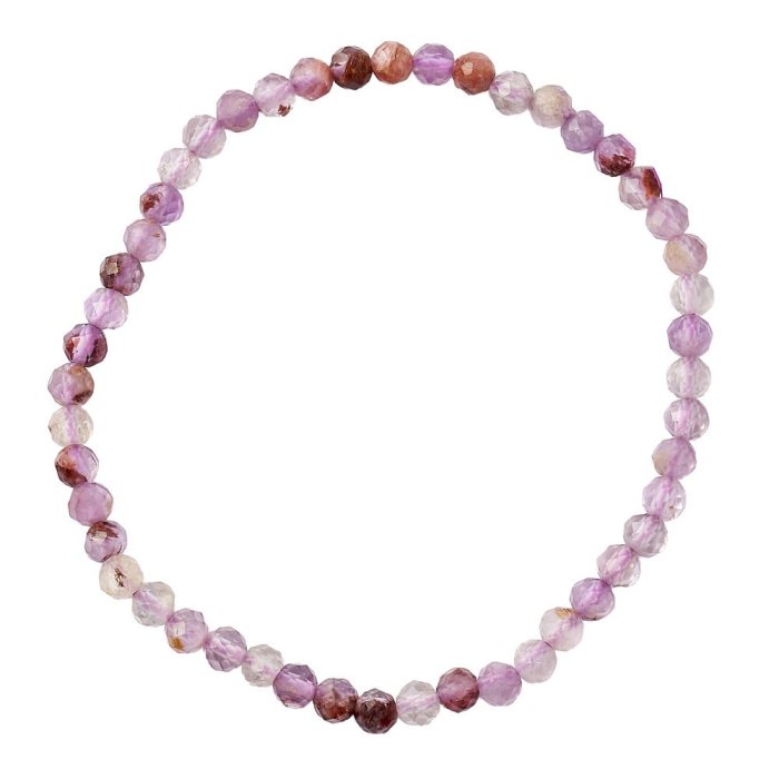 4mm Purple Phantom Crystal Faceted Bead Bracelet (1pc)