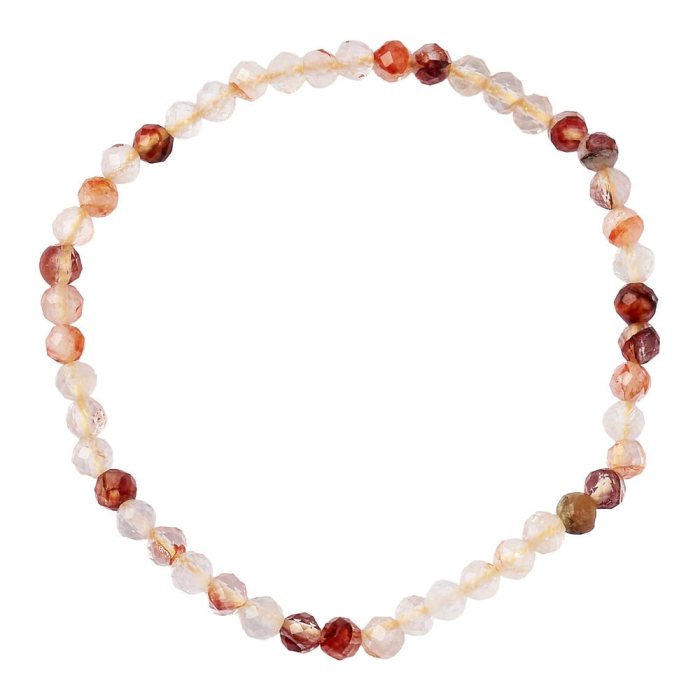 4mm Fire Quartz Faceted Bead Bracelet (1pc)
