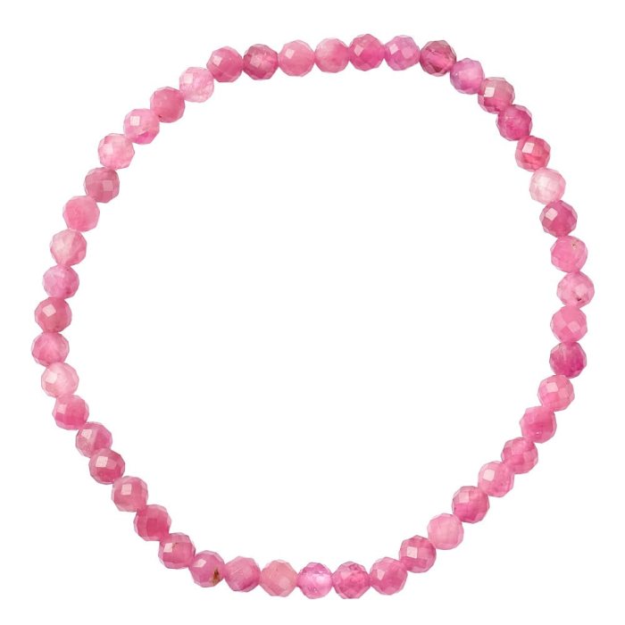 4mm Pink Tourmaline/Rubellite (A) Faceted Bead Bracelet (1pc)