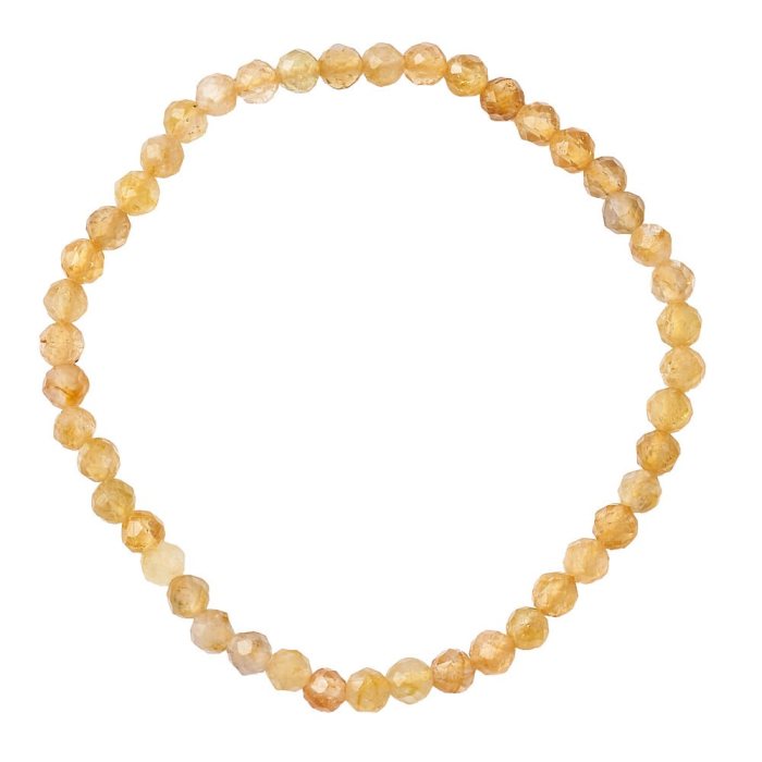 4mm Yellow Tourmaline Faceted Bead Bracelet (1pc)
