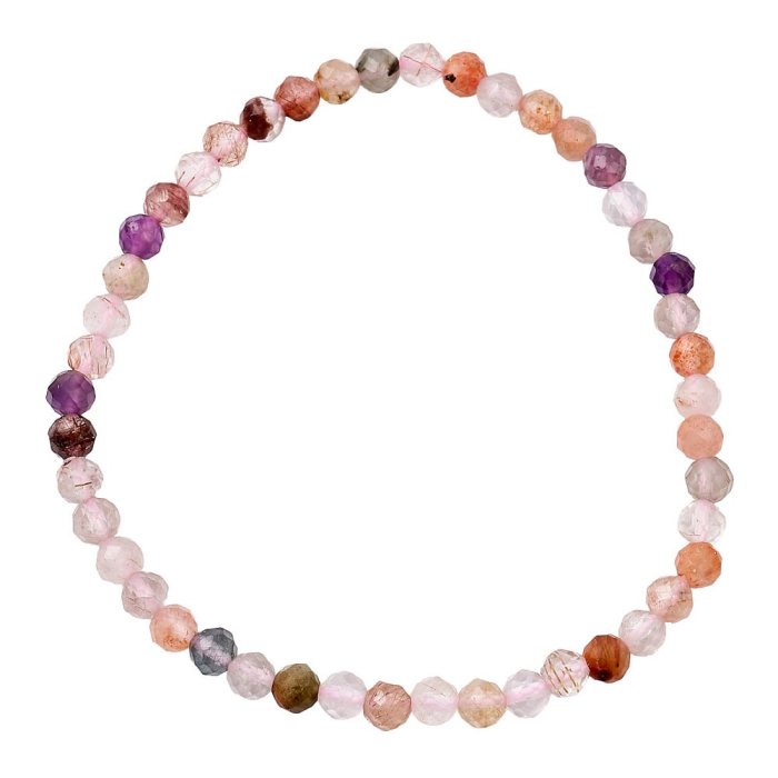 4mm Super Seven Faceted Bead Bracelet (1pc)