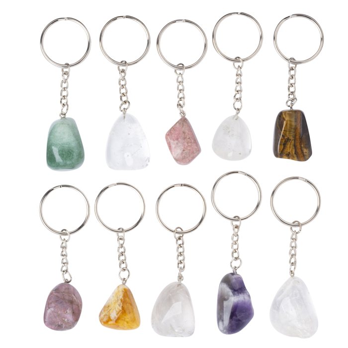 Assorted Gemstone Tumbled Keyrings (10pc) NFD