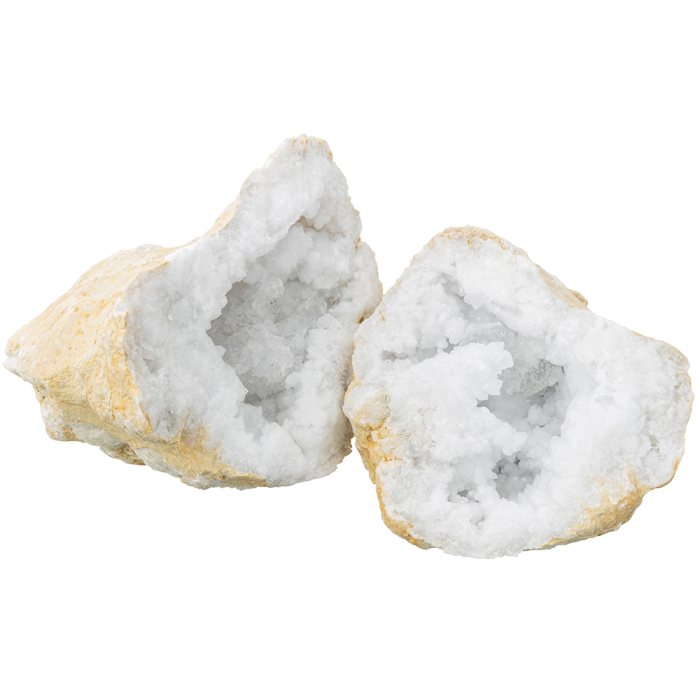 White Quartz Geode 12-15cm Morocco (1 Pair) NETT