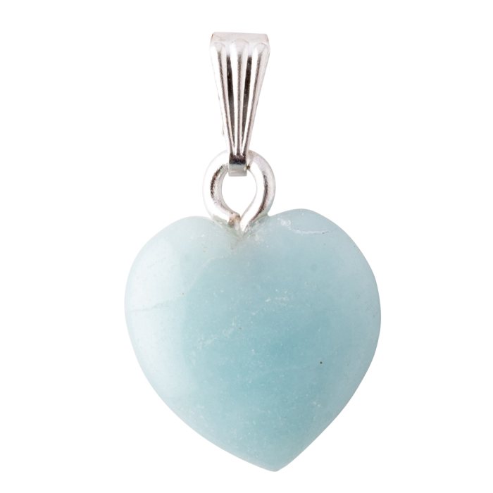 15mm Heart Pendant Amazonite Silver Plated (1 Piece) NETT