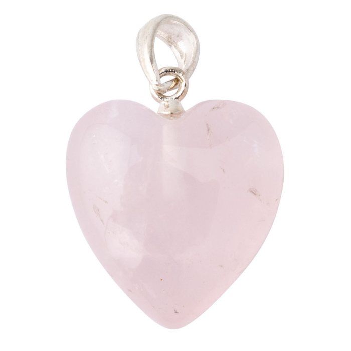15mm Rose Quartz Heart Pendant, Sterling Silver (1pc) NETT