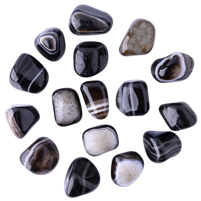 Black Banded Agate Medium Tumblestone 20-30mm (250g) NETT