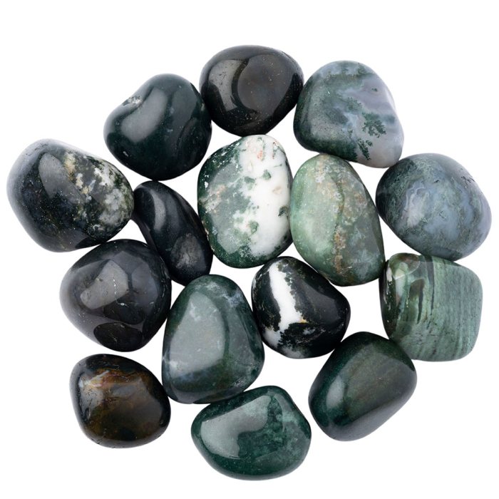 Agate Moss Green Medium Tumblestone 20-30mm, India (250g) NETT