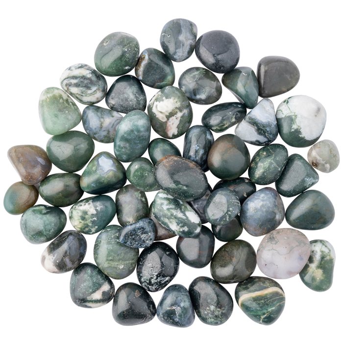 Agate Moss Green Small Tumblestone 10-20mm, India (250g) NETT