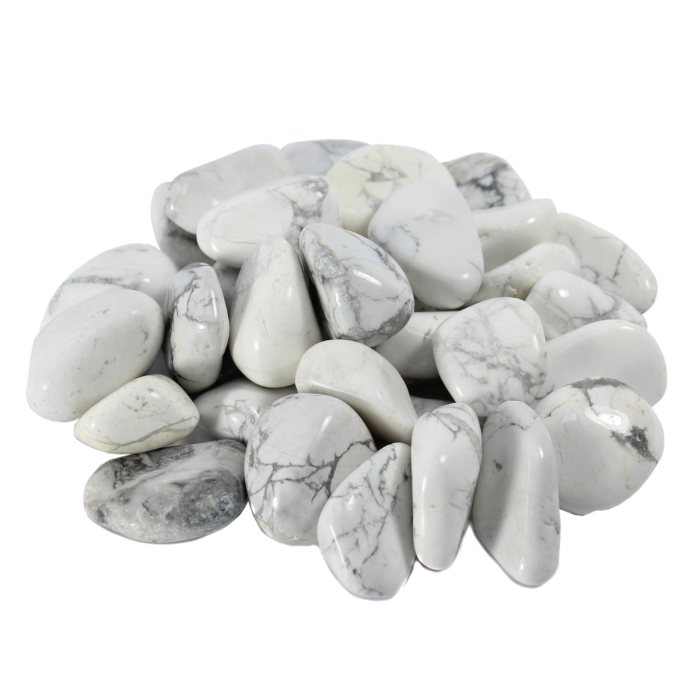 White Howlite Tumblestone 20-30mm Medium, South African (250g) NETT