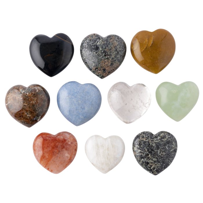 Assorted Stone Flat Heart 30x30x12mm (10pcs) NETT