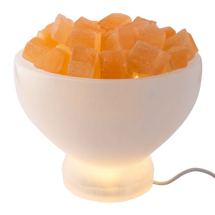 Selenite Fire Bowl 14x13cm with USB Fitting (1 Piece) NETT 