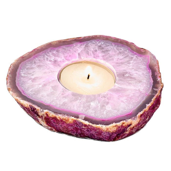 Pink Agate Slab T-light Holder (1pc) NETT