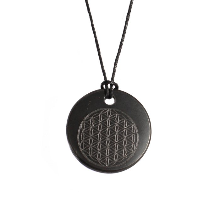 Shungite Circle Crystal Grid Pendant on Thong (1pc) NETT