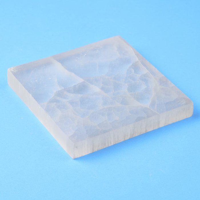 Square Selenite Plate approx. 10x10x1cm (1pc)