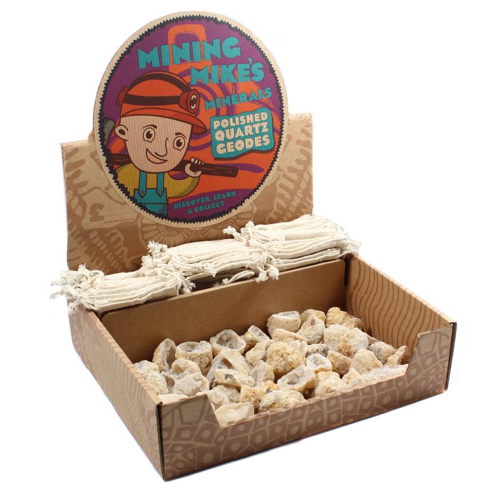 Mining Mike's Polished Quartz Geode Retail Box (50 Piece) NETT
