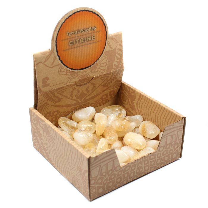 Citrine Heat-Treated Tumblestone Retail Box (50pcs) NETT